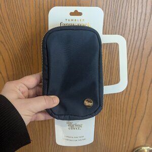 NWT Darling Effect Tumbler Fanny Pack -Black w/Gold Hardware-Storage Cup Purse